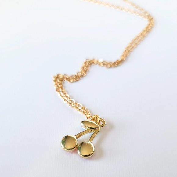 Red Cherry Necklace with Rhinestones Dainty Gold Chain Choker Y2K Jewelry - Picture 6 of 10